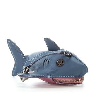 NWT COACH Blue Shark Leather Coin Purse
